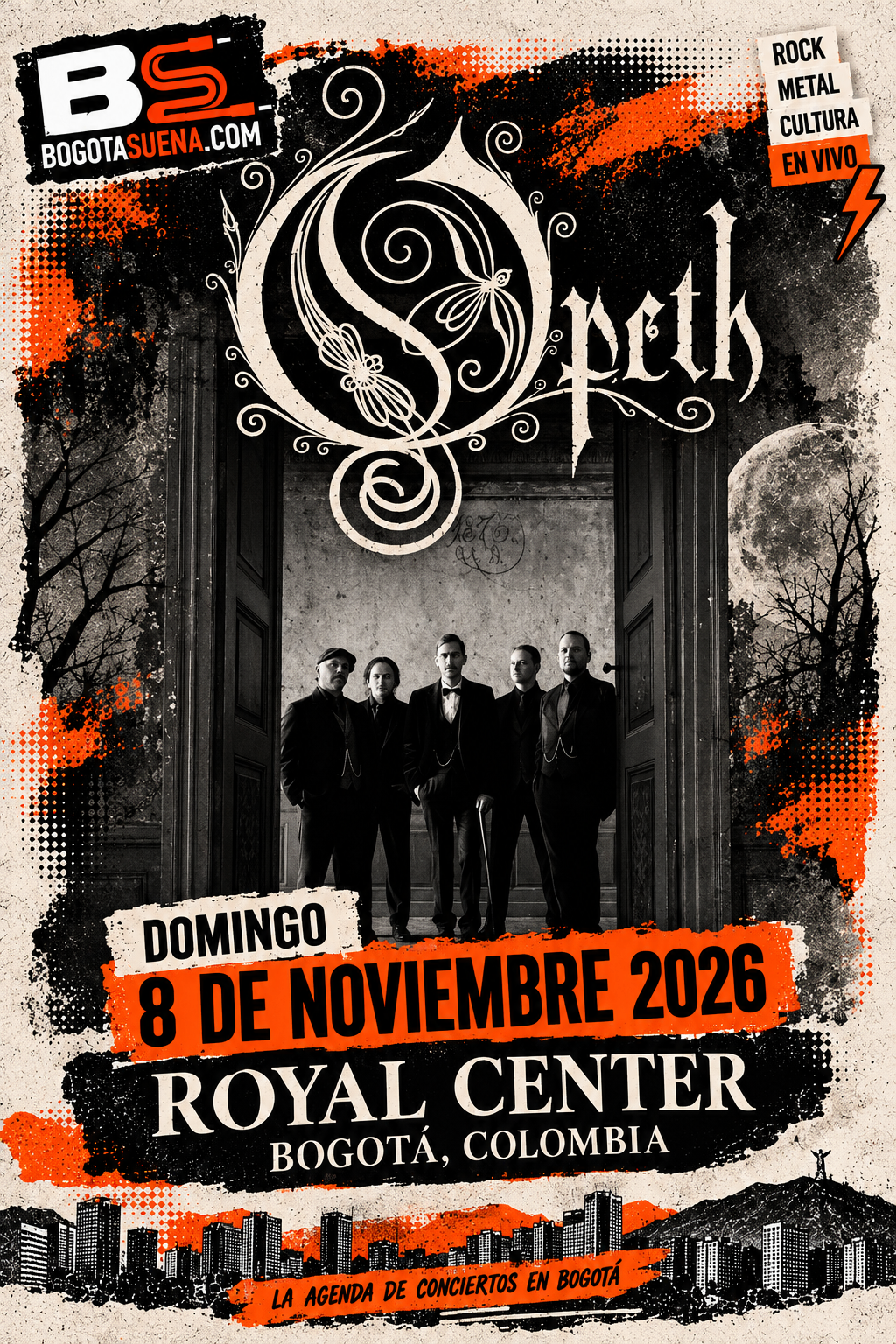 Afiche: Opeth, Royal Center de Bogotá, 8 de noviembre de 2026